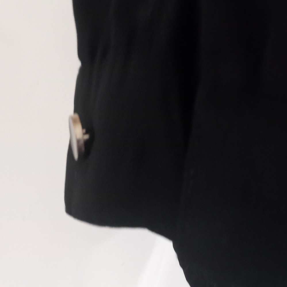 Susan Graver Style Button Down Black Blue Vintage Blouse -Shoulder Pads -Size: M - Picture 8 of 10